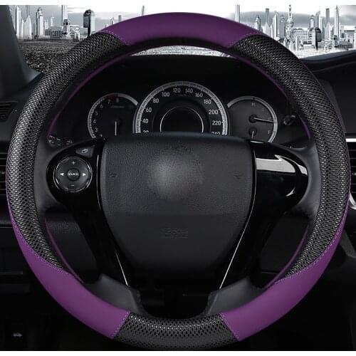 QFHETJIE Fashion Essential Touch Leather Car Steering Wheel Cover Four Seasons Universal Wear-resistant Non-slip Accessories