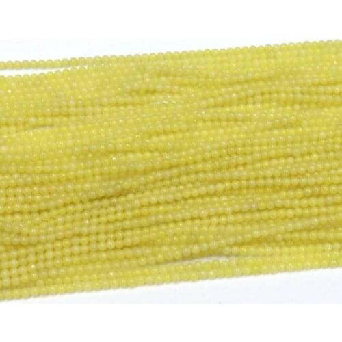 Natural Yellow Stone Chalcedony Jades 2mm 3mm Round Beads Fashion Diy Jewelry Loose Beads 15" B421