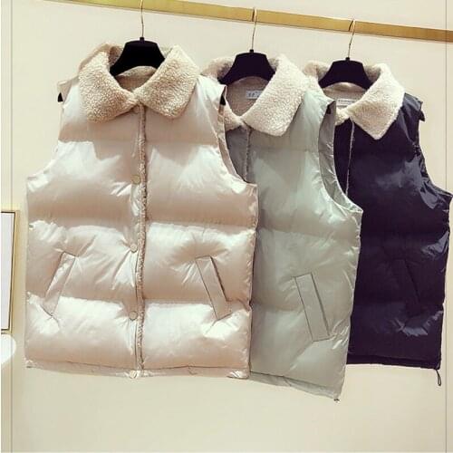 New Autumn Winter Womens Turn-Down Collar Sleeveless Thick Jacket Female Coats Short Single Breasted Casual Outerwear Clothing