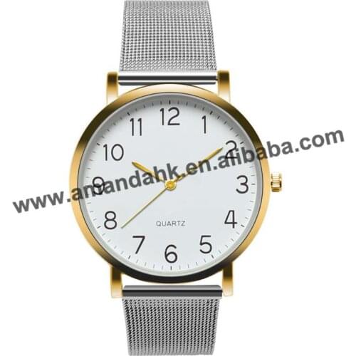Alloy Mesh Men Casual Watches Round Analog Quartz Dress Men Wrist Watch Casual Men Women Geneva Watches 675