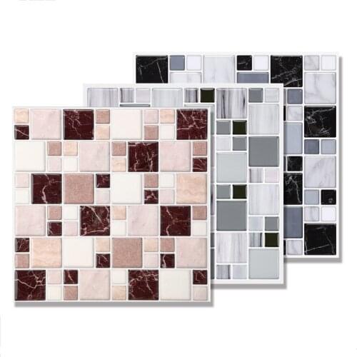 3D Mosaic Wall Stickers Peel and Stick Kitchen Backsplash Tile Self Adhesive Wallpaper Decorative Tile for Bathroom Sink
