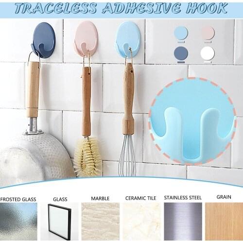 Wall Hooks Punch-free Hook Strong Traceless Wall Hanger Space Saver Socket Multifunctional Storage Kitchen Bathroom Wall Holder