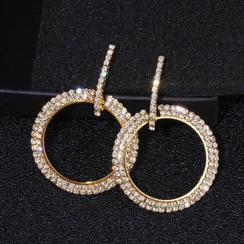 2018 New Fashion Style Big Circle Crystal Earrings Wedding Drop Dangle Earrings For Women Party Hanging Earrings Jewelry WX024