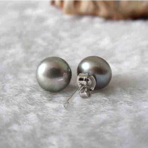 New Arrival Favorite Pearl Earrings 8mm Gray Freshwater Pearls S925 Sterling Silver Stud Earring Fine Jewelry Nice Lady Gift