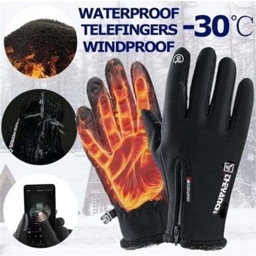 Autumn and Winter Zipper Outdoor Sports Riding Gloves Warm Windproof Waterproof Gloves Touch Screen Gloves Men and Women Gloves