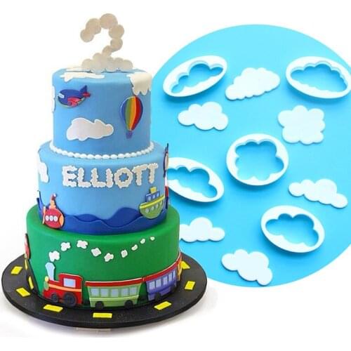 5-piece Cloud Cookie Cutter Plastic Biscuit Cut Mold Baking Fruit Cut Cake Mold Embossing Printing Die