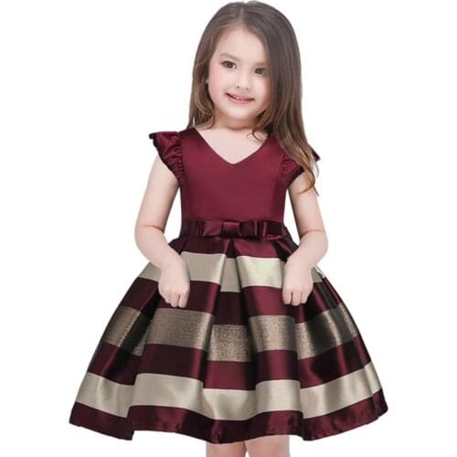 Baby Girls Striped Dress For Girls Formal Wedding Party Dresses Kids Princess Christmas Dress Costume Children Girls Clothing