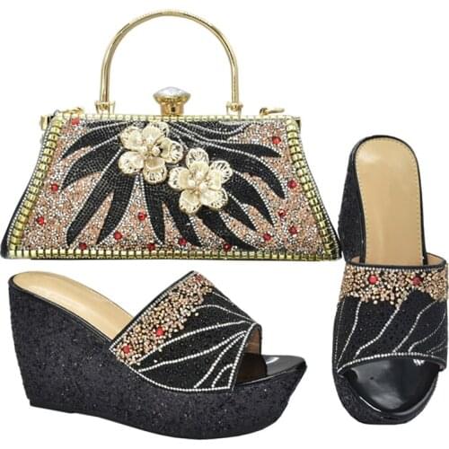 Latest Nigerian Women Party Pumps High Heels Shoe and Matching Bag for Nigeria Party African Shoes and Bag Set for Party Italian