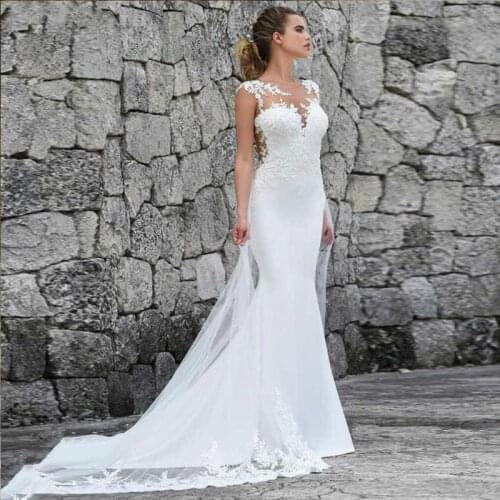 Mermaid Wedding Dresses Turkey 2019 Lace Appliques Bridal Dress Custom Made Wedding Gown vestidos de noiva Plus size