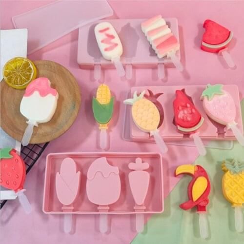 Silicone Ice Cream Molds Popsicle Mold Freezer DIY Homemade Dessert Mould Form Ice Cube Tray Barrel Tool with Cover and Sticks