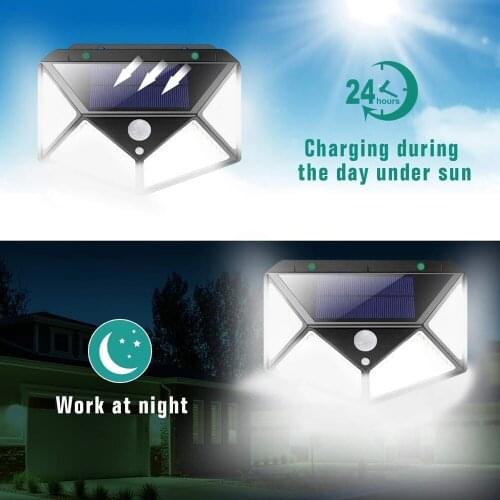 Solar Lamp Outdoor Wall Lamp Four Sides 100\114LED Human Body Sensor Lamp Outdoor Landscape Lamp Wall Garden Lamp 5Z