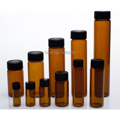 2ml-60ml Amber Lab Glass Sample Bottles Brown Screw-Mouth Essential Oil Bottle Lab Vial Chemistry Glassware