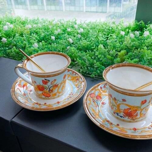High Quality Porcelain Coffee Cups and Saucers With Box Ceramic Tea Cup Saucer Set Home Party Decor Luxury Wedding Birthday Gift