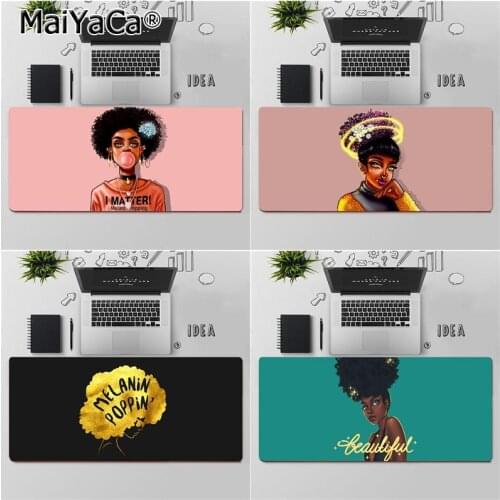 Maiyaca High Quality Fashion Melanin Poppin Black Girl Unique Desktop Pad Game Mousepad Rubber Computer Gaming mousepad