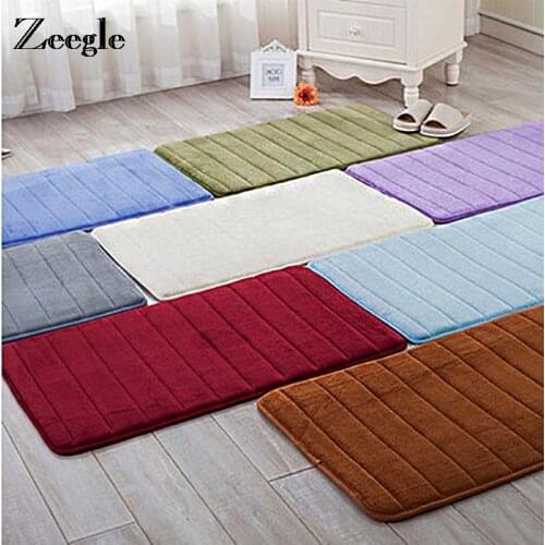 Zeegle Memory Foam Bathroom Carpet Coral Fleece Cushion Mats for Living Room Kitchen Bedroom Absorbent Floor Rug