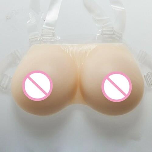 FF Cup Silicone Breast Forms Straps-on Fake Boobs Crossdresser Lingerie Breast Shaper Push Up Bra Pink Bras for Women