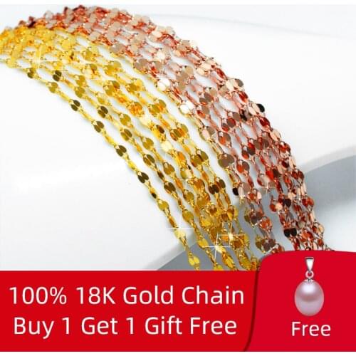 ZHIXI Genuine 18K Gold Necklace Fine Jewelry Real AU750 Pendant Tile Chain Yellow White Rose Gold For Women Party Gift X320