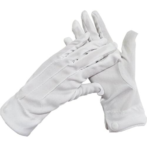 1 Pair White Gloves Thin Section Driving Security Plus Wenwan Etiquette Long Work Gloves Protective Button Inspection Quali N9X0