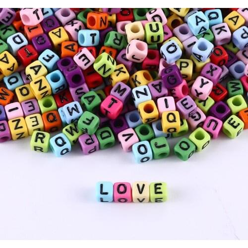 100-500pcs Candy Color Acrylic Letter Beads For DIY Bracelet Necklace Round Square Letter Beaded Jewelry Making Accessories