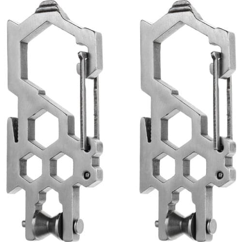 2pcs/ pack) Stainless Steel Multifunction Carabiner Multitool Screwdriver Hex Wrench Opener Load Bearing Pulley Camping Tool