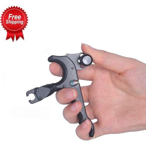 4 Fingers 360 Degree Rotate Clamp Compound Bow Release Aids Adjustable Thumb Plate Machine Fit Right Hand Archery Shooting