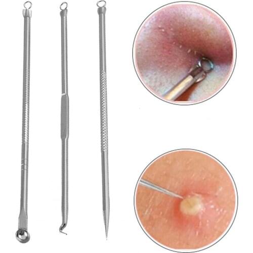 50% Hot Sale 3Pcs/Set Blackhead Needle Reusable Face Cleaning Stainless Steel Acne Removing Extractor Tools for Unisex