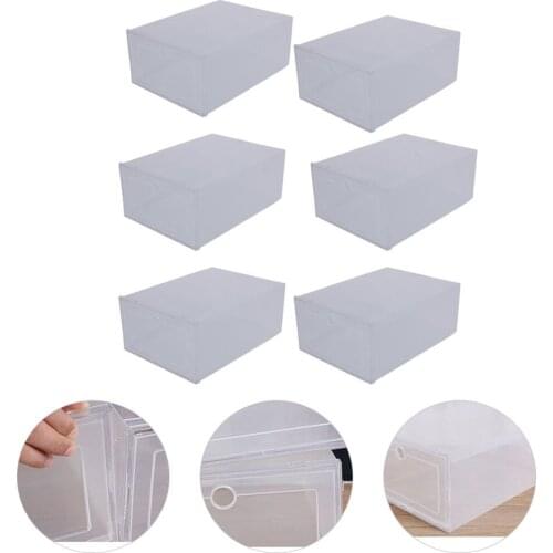 6Pcs Creative Shoes Case Clamshell-type Shoes Container (Transparent)