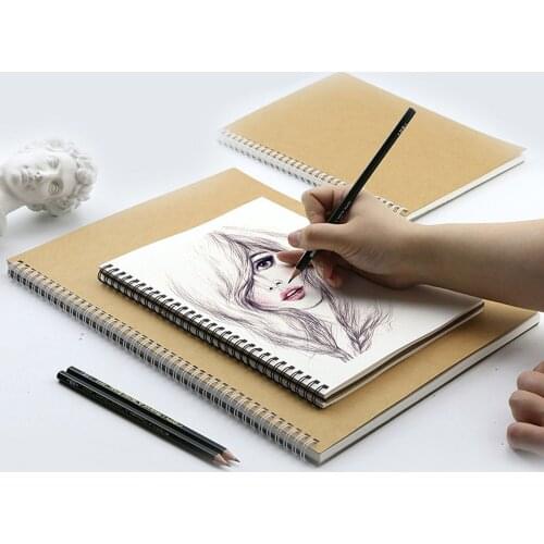 2PCS Sketch Books Kraft Cover Blank 16K 160gsm Full Wood Paper 30 Pages Pencil Sketch Paper Travel Gift for Adult Student