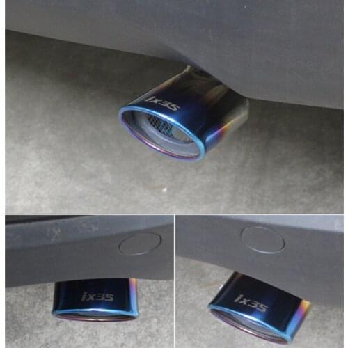 Car styling stainless steel Grilled blue exhaust pipe tail rear muffler tip pipes 1pcs for Hyundai IX35 Accessories