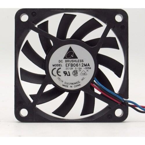 USED DELTA EFB0612MA 6010 12V 0.12A double ball bearing CPU 60X60X10MM cooling fan