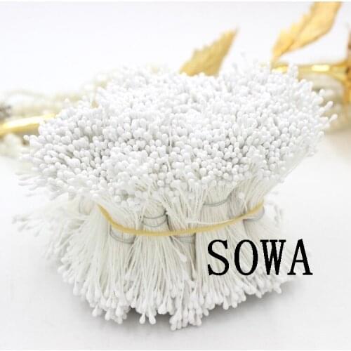 Free Shipping 900pcs 3"length 1.5mm White Color Matte Stamen Double heads Strong Stem Flower Cake Stamens For Wedding Decoration