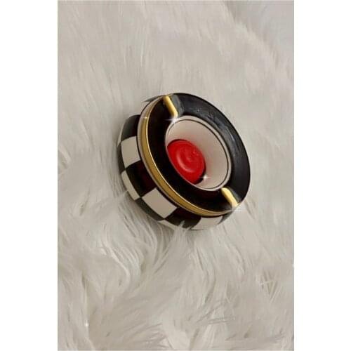 Checkerboard Pattern Large Ashtray With Lid