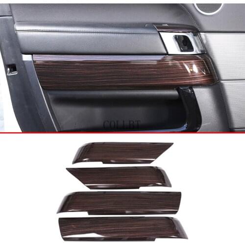 4pcs Red Ash Wood Style ABS Plastic Car Interior Door Decoration Panel Cover Trim For Landrover Range Rover Sport 2014-2019