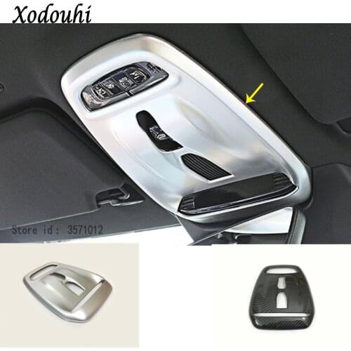For Volvo XC60 2018 2019 2020 Car Body Styling ABS Silver/carbon Fibre Cover Stick Head Read Front Reading Light Lamp Trim Part