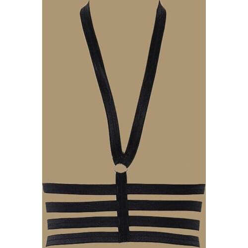 Black Elastic Body Barness Pastel Goth Cage Bra Edgy Rave Body Cage Festival Sexy Lingerie Bondage Harness Belt Woman