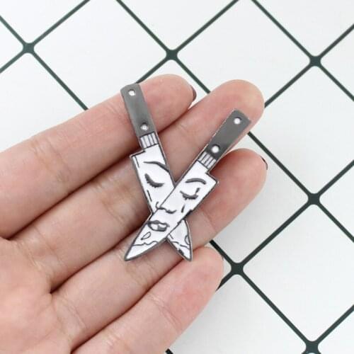 Dagger Enamel Pin Crying Women Broken Heart I AM SAD Denim Coat Badge for Bag Lapel Gift Brooches