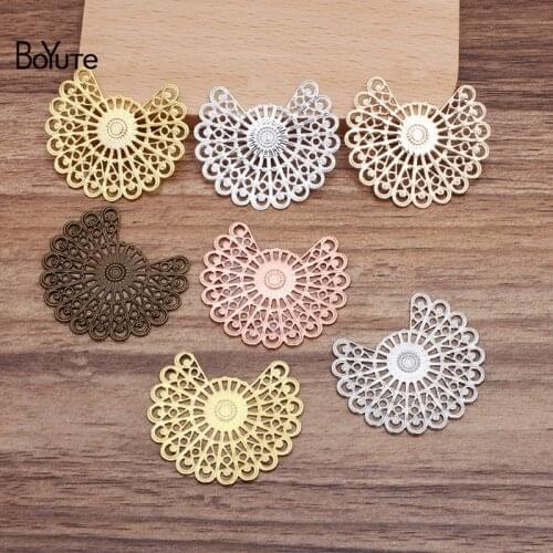 BoYuTe (50 Pieces/Lot) 38*33MM Metal Brass Flower Filigree Findings Diy Hand Made Jewelry Materials Wholesale