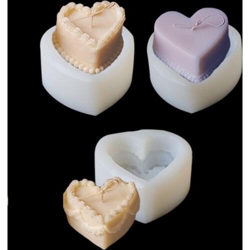 Simulation Decorating Cake Candle Silicone Mold Teddy Bear Bread Shape Heart-shaped Cake Candle Making Soap Mold