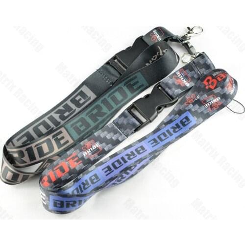 JDM Style BRIDE Cellphone Lanyard JDM Racing Car Keychain ID Holder Mobile Neck Strap with Quick Release