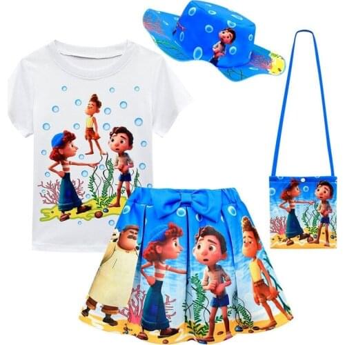2-10 Years Kids Girls Fashion Outfit Set luca Print T-Shirt + Skirt Set For Children Girls Summer Casual Clothing Set