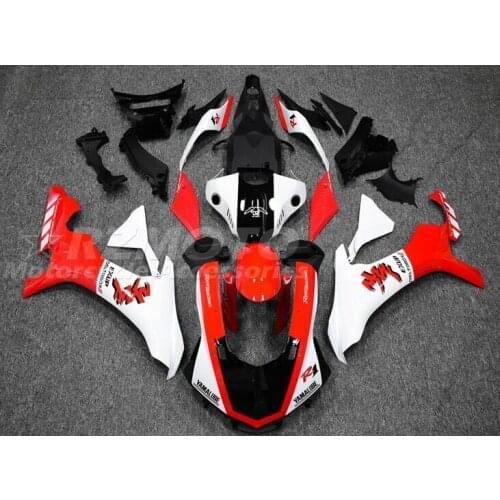 4Gifts Injection Mold New ABS Whole Fairings Kit fit for YAMAHA YZF-R1 2015 2016 2017 2018 15 16 17 18 r1 Custom Free Red white