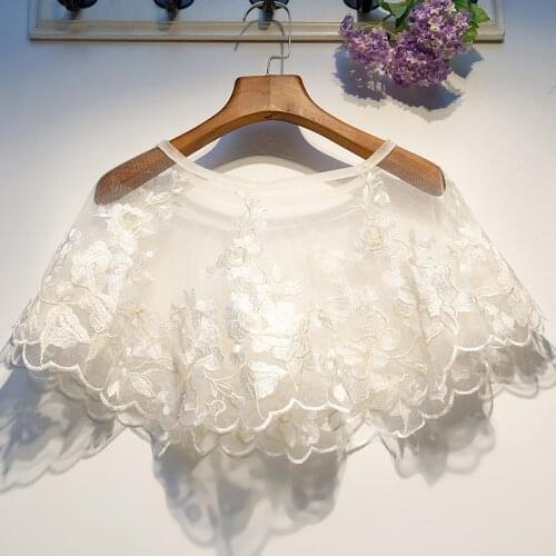 Lace Shrug Shawl Wrap Bolero Wedding Jacket for Bride Elegant White Floral Wrap Stole Hi Lo Bridal Cape Shawl and Bolero Shawl