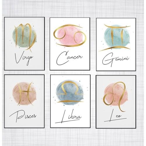 Minimalist Zodiac Star Sign Nursery Wall Art Canvas Painting Nordic Posters and Prints Wall Pictures for Living Home Decoration