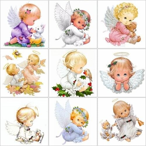 MomoArt Diamond Painting Cartoon Angel New Arrival Diamond Embroidery Portrait Cross Stitch Mosaic Child Rhinestones Wall Art