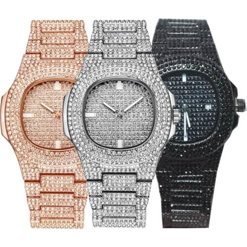Men Hip Hop Men Iced Out Watches Luxury Date Quartz Wrist Watches With Micropave CZ Watch For Women Men Jewelry A