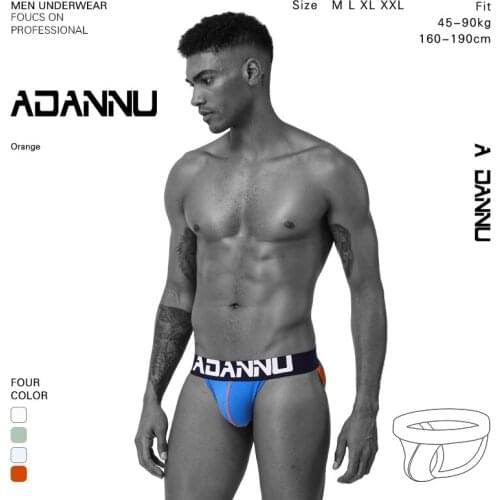 ADANNU Brand Men Sexy Jockstrap Underwear Striped G Strings Gay Underwear Hombre Penis Tanga Short Male Underwear Cotton