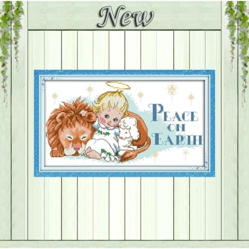 Holly angel peace baby painting 11CT patterns printed on fabric 14CT needlework diy dmc cross stitch chinese Set Embroidery kits