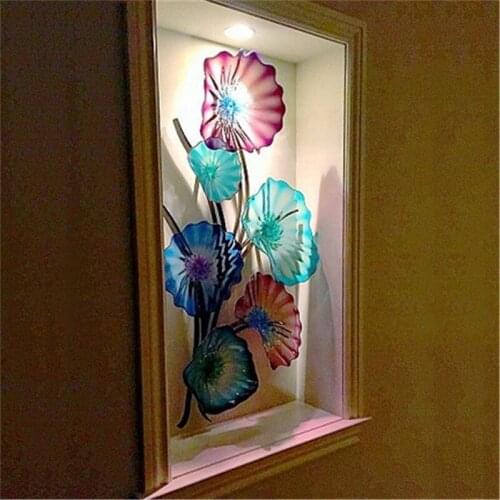 Restaurant Home Wall Lighting Stained Murano Glass Wall Hanging Plates