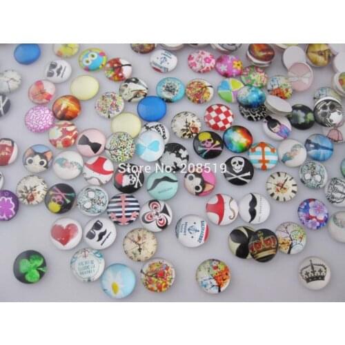 NBNLKV 12mm semi-circle covered clear resin glass buttons for jewelry DIY Mix 100pcs Decorative dome button