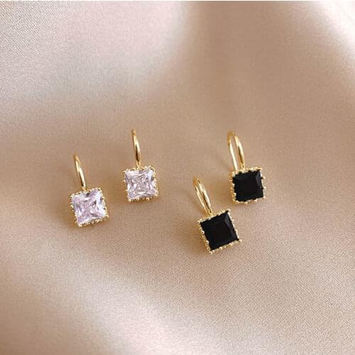 Square Crown Zircon Unusual Earrings for Women Fashion Jewelry 2021 Trends Exquisite Small Long Hanging Earrings Retro Jewelry